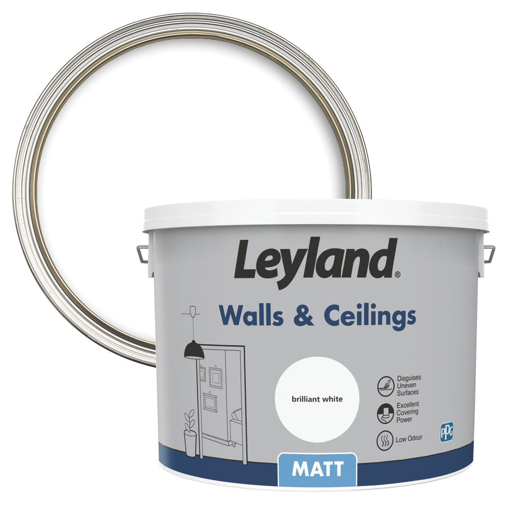 Image of Leyland Retail Retail Matt Brilliant White Emulsion Paint 10Ltr 