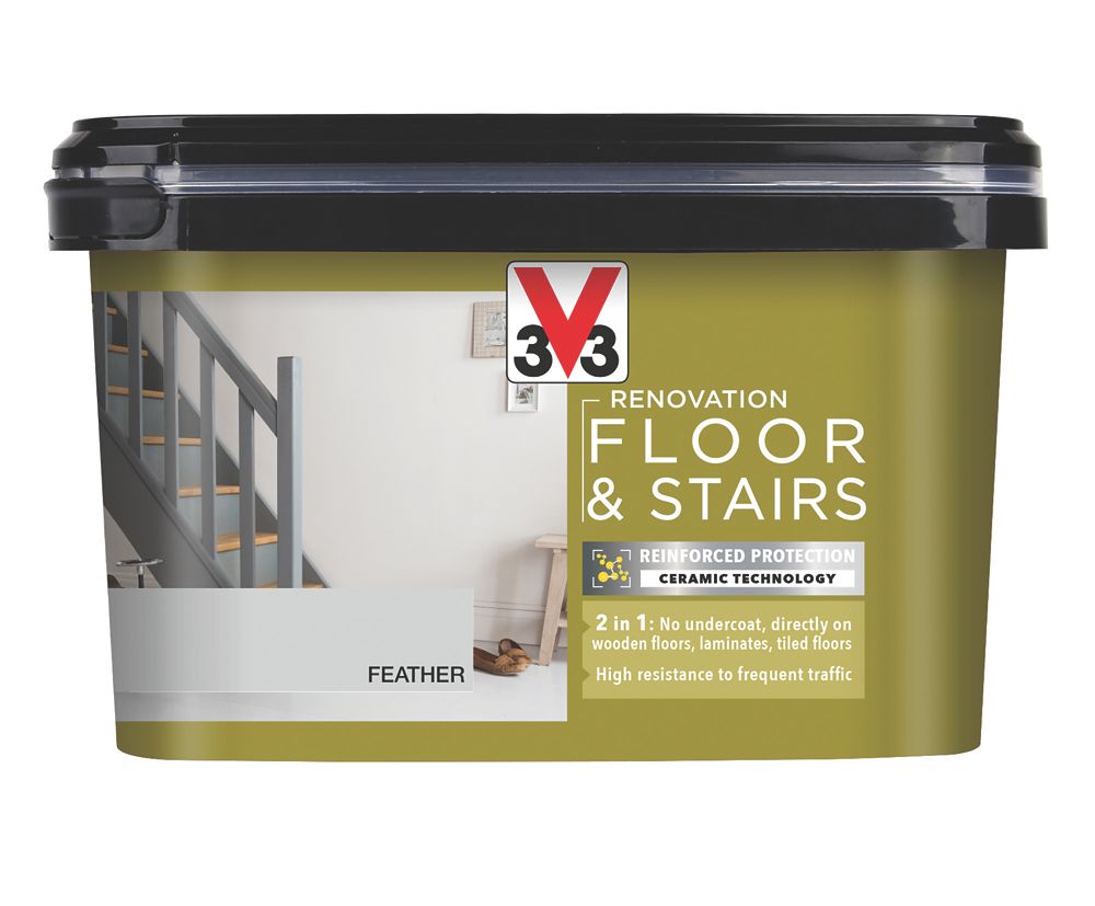 Image of V33 Satin Feather Acrylic Renovation Floor & Stairs Paint 2Ltr 