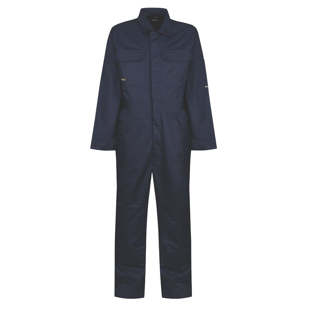 Image of Regatta Stud Fasten Coverall Navy Medium 40" Chest 32" L 