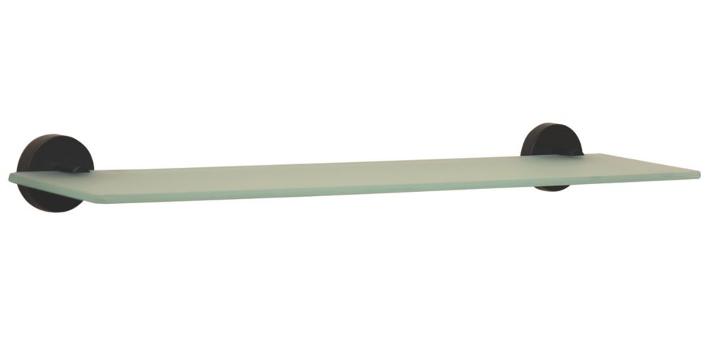 Image of Croydex Epsom Black Zinc Alloy Flexi-Fix Glass Shelf 620mm x 133mm x 54mm 