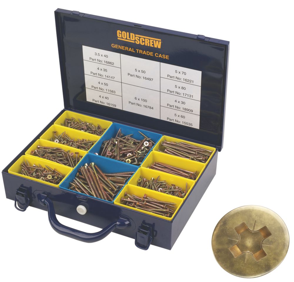 Image of Goldscrew PZ Double-Countersunk General Trade Case 1400 Pcs 