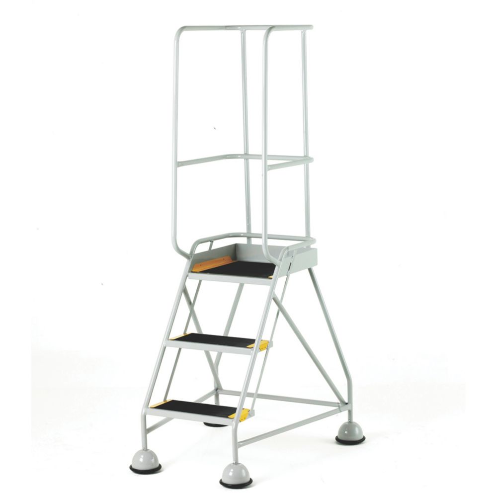 Image of TB Davies Stepmobile Plus Steel 3-Treads Grey Warehouse Steps 0.76m 