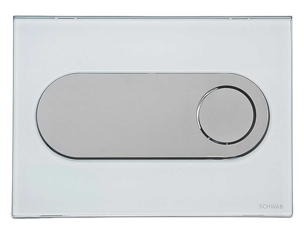 Image of Fluidmaster Schwab Circle 256720 Dual-Flush Flushing Plate White Glass 