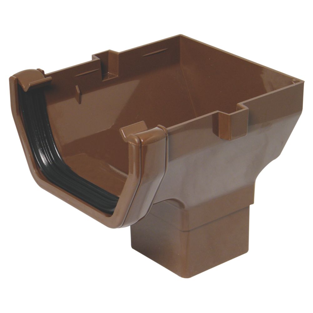 Image of FloPlast Square Line Square Stop End Outlet Brown 114mm x 65mm 