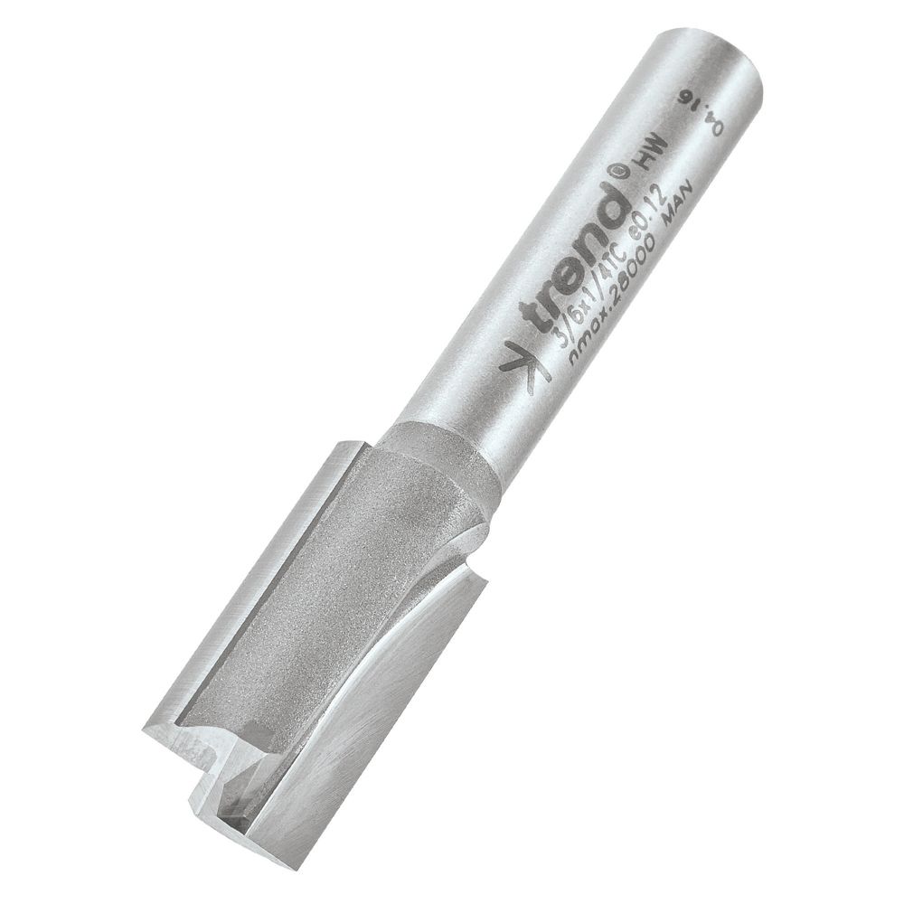 Image of Trend 3/6X1/4TC 1/4" Shank Double-Flute Straight Router Cutter 10mm x 19mm 