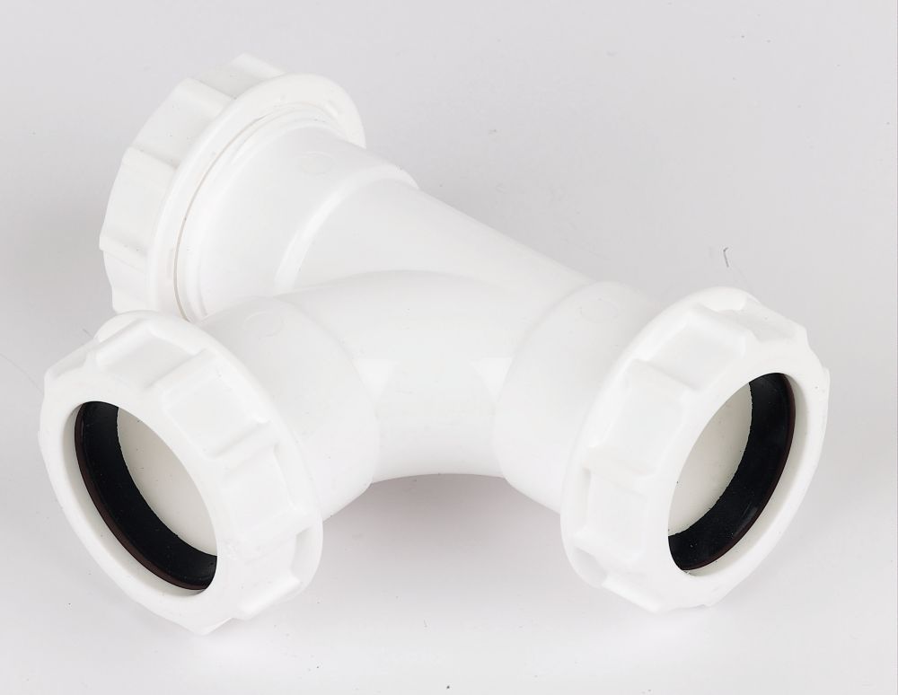 Image of FloPlast WC23 Universal Compression Waste Equal Tee White 40mm 