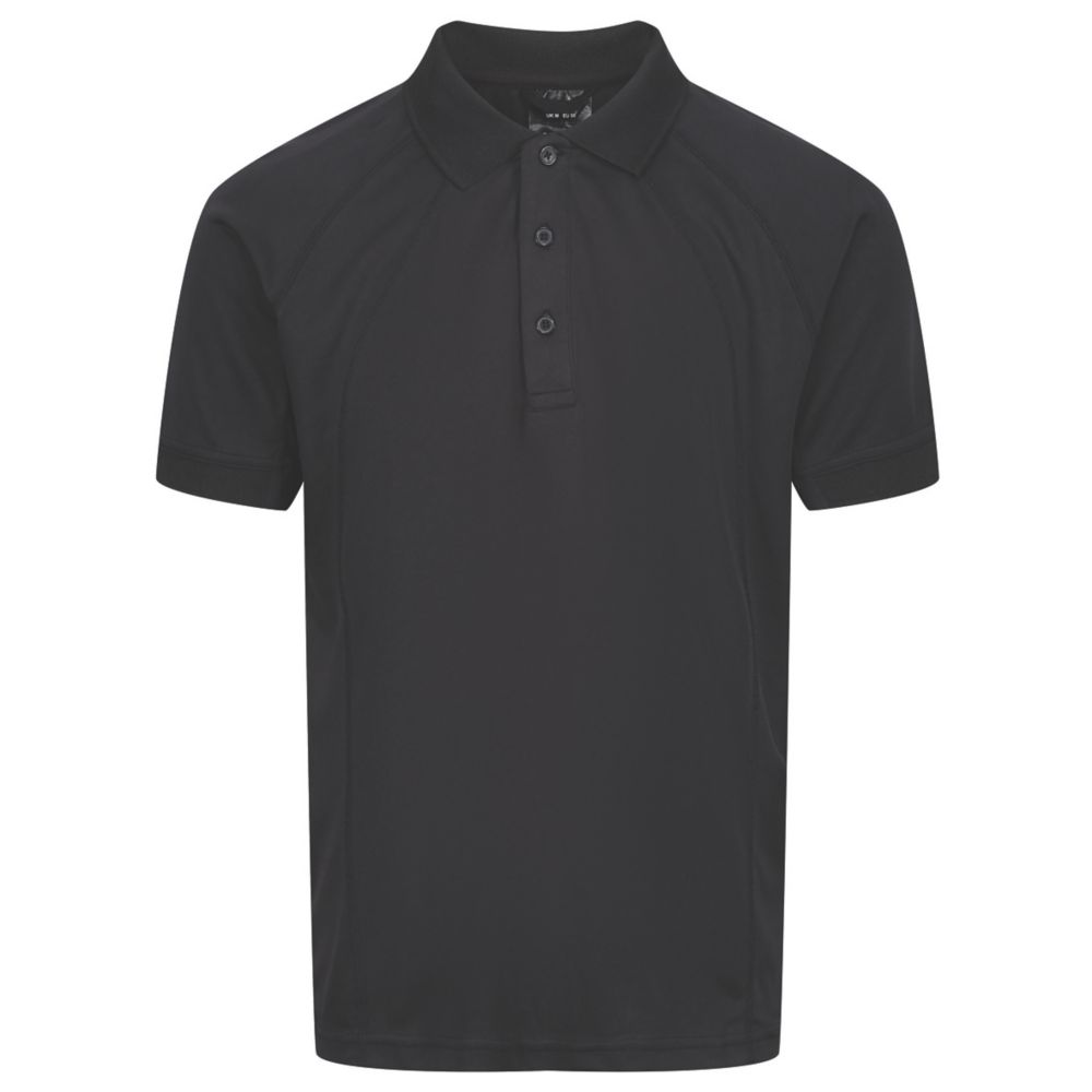 Image of Regatta Coolweave Polo Shirt Black Medium 39 1/2" Chest 