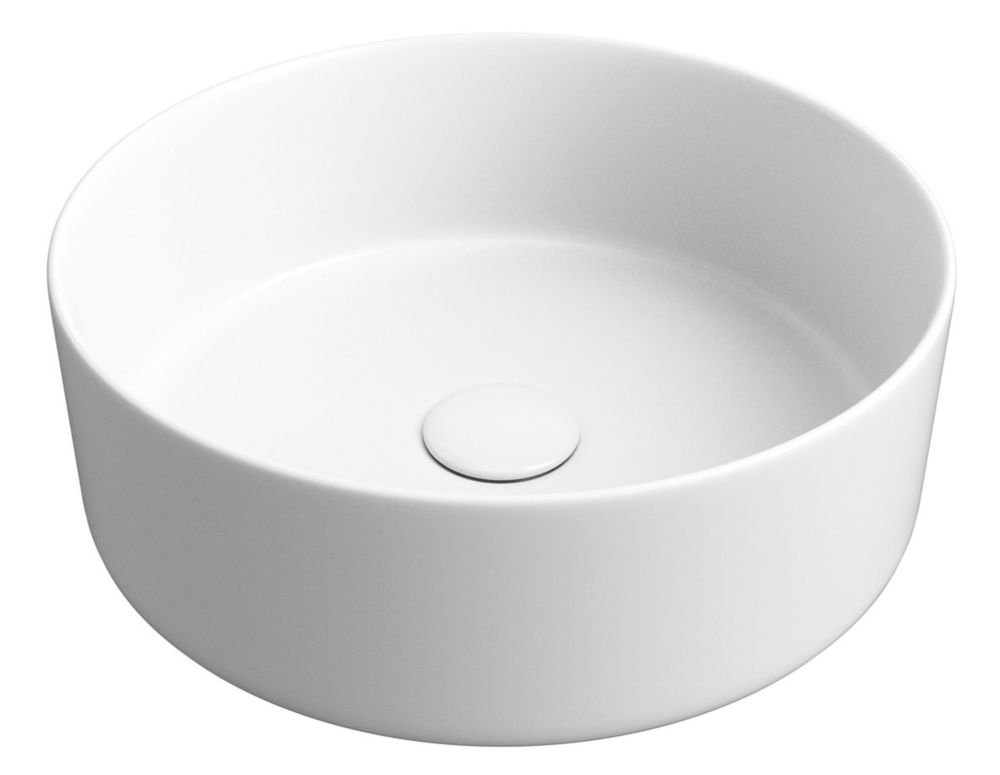 Image of Matt White Bathroom Washbowl No Tap Holes 355mm 