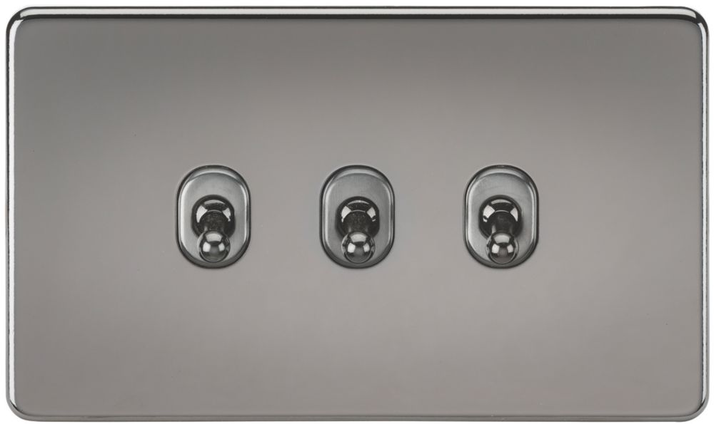 Image of Knightsbridge 10AX 3-Gang 2-Way Light Switch Black Nickel 