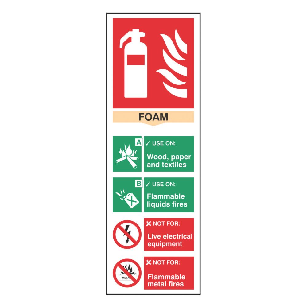 Image of Non Photoluminescent "Fire Extinguisher Foam" Sign 300mm x 100mm 