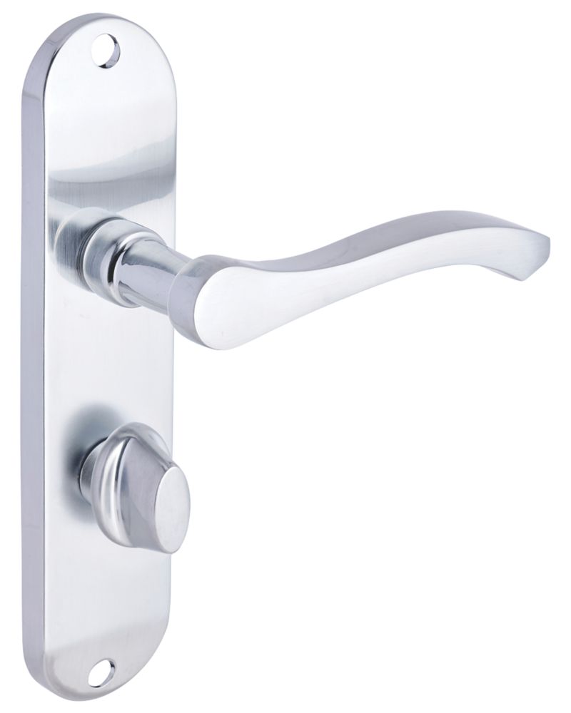 Image of Smith & Locke Frome Fire Rated WC Door Handles Pair Satin Chrome 