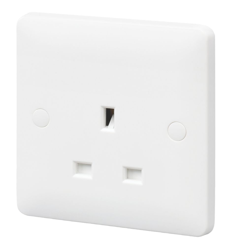 Image of MK Base 13A 1-Gang Unswitched Socket White with White Inserts 