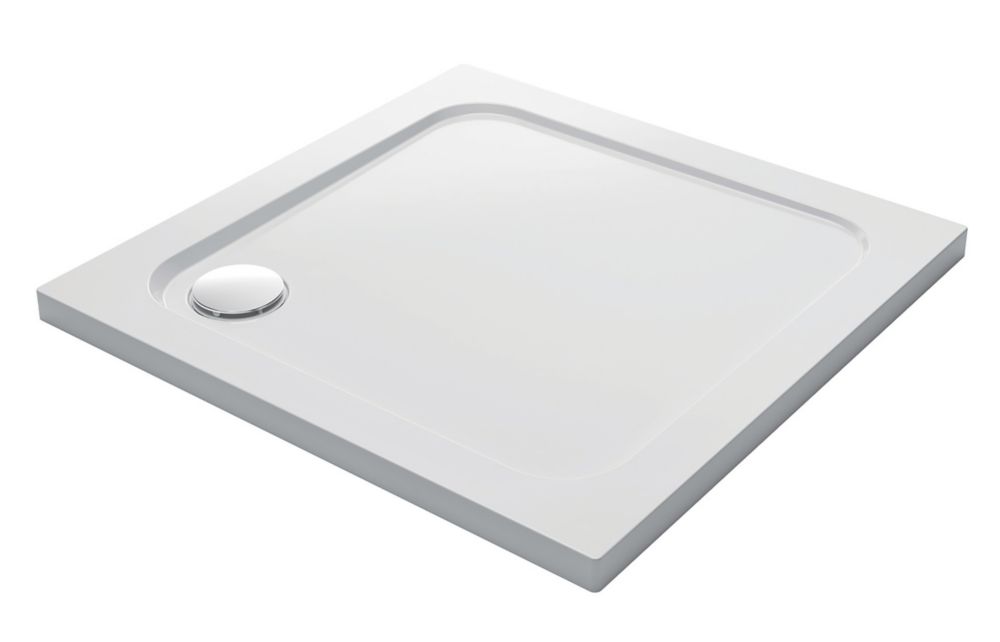 Image of Mira Flight Low Corner Waste Square Shower Tray White 900mm x 900mm x 40mm 