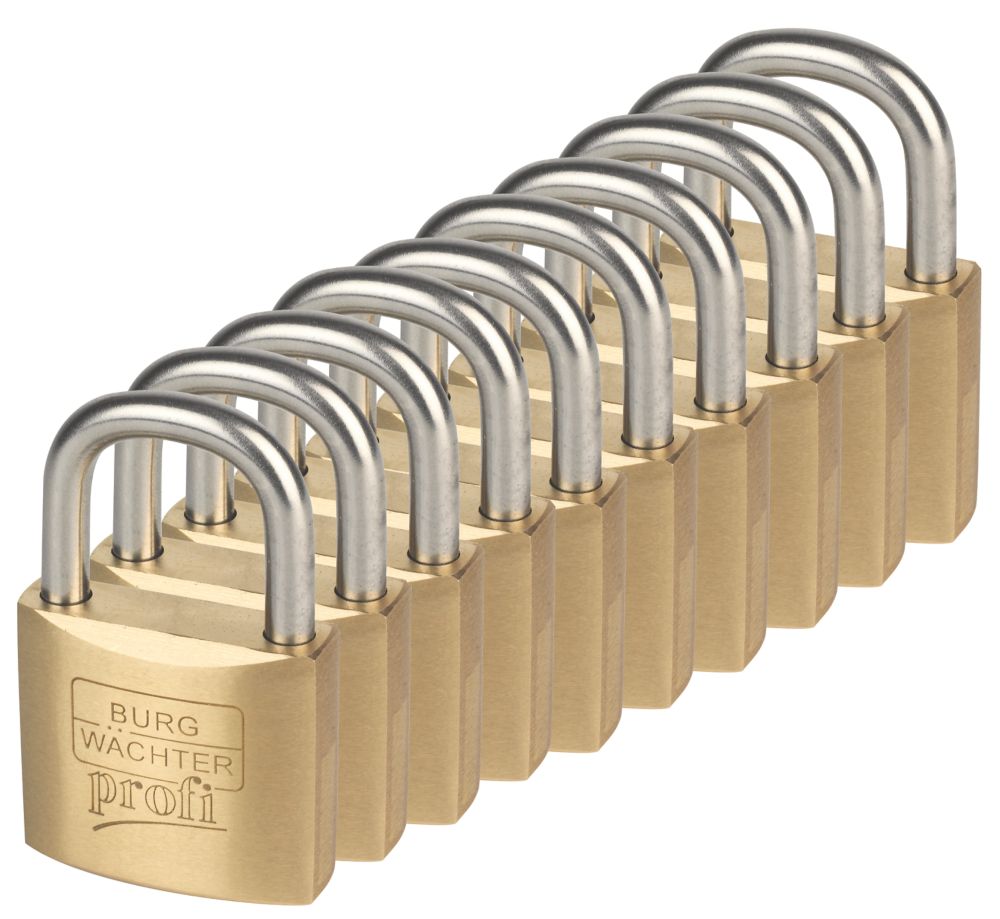 Image of Burg-Wachter Brass Keyed Alike Water-Resistant Padlocks 40mm 10 Pack 