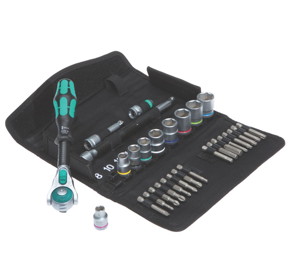 Image of Wera Zyklop 3/8" Drive 5-in-1 Ratchet, Socket & Bit Set 29 Pieces 