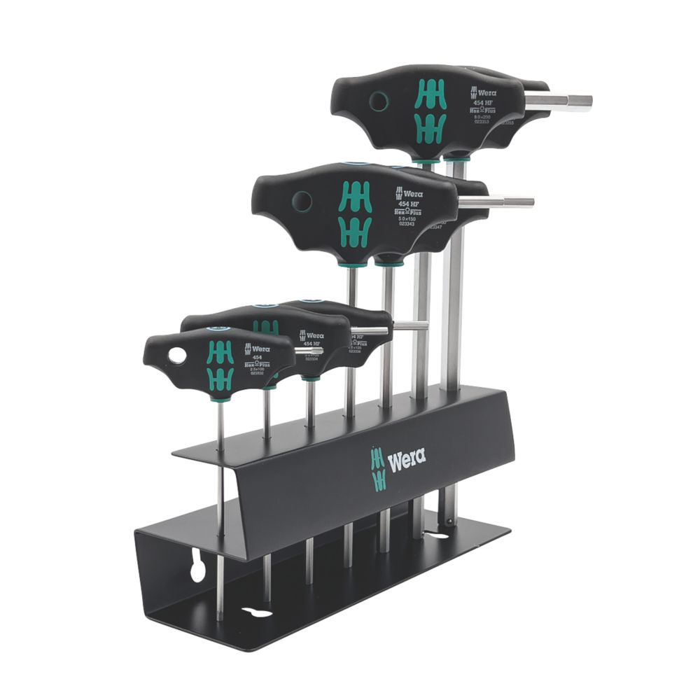 Image of Wera 454/7 HF Set 2 Metric T-Handle Screwdriver Set 7 Pieces 