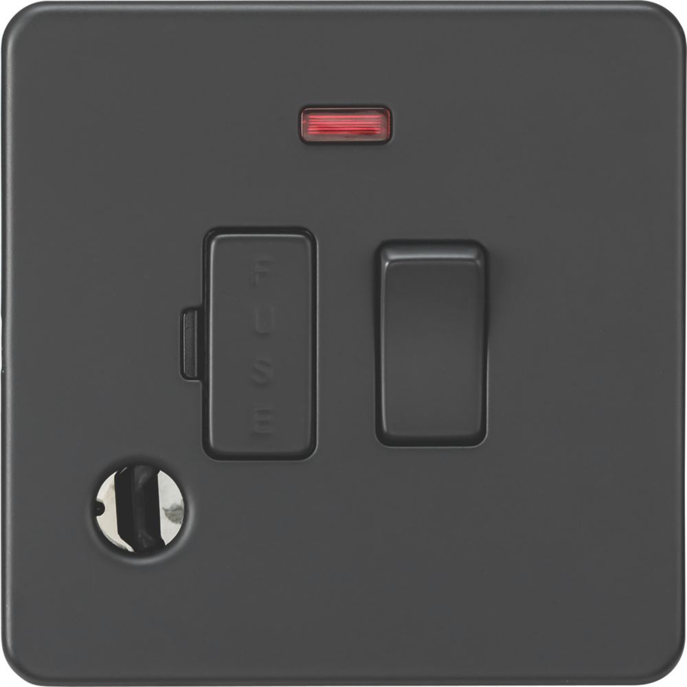 Image of Knightsbridge 13A Switched Fused Spur & Flex Outlet with LED Anthracite 