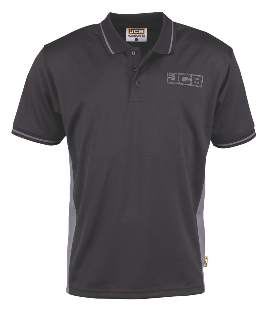 Image of JCB Trade Polo Shirt Black / Grey Medium 40" Chest 