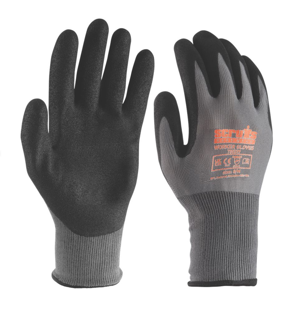 Image of Scruffs Worker Gloves Grey Medium 5 Pairs 