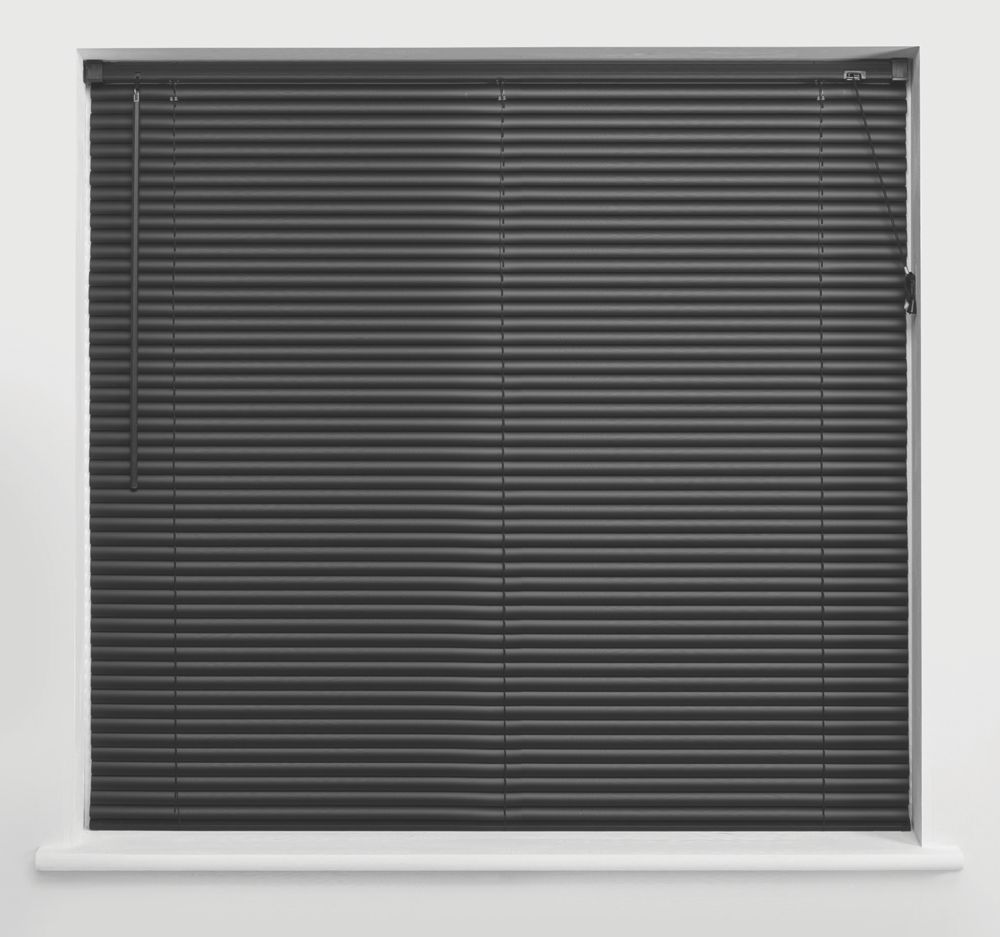 Image of Universal PVC Venetian Non-Blackout Blind Black 1800mm x 1600mm Drop 