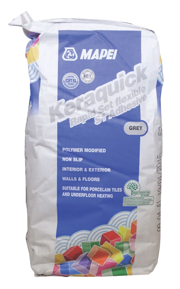 Image of Mapei Keraquick Wall & Floor Rapid-Set Flexible Tile Adhesive Grey 20kg 
