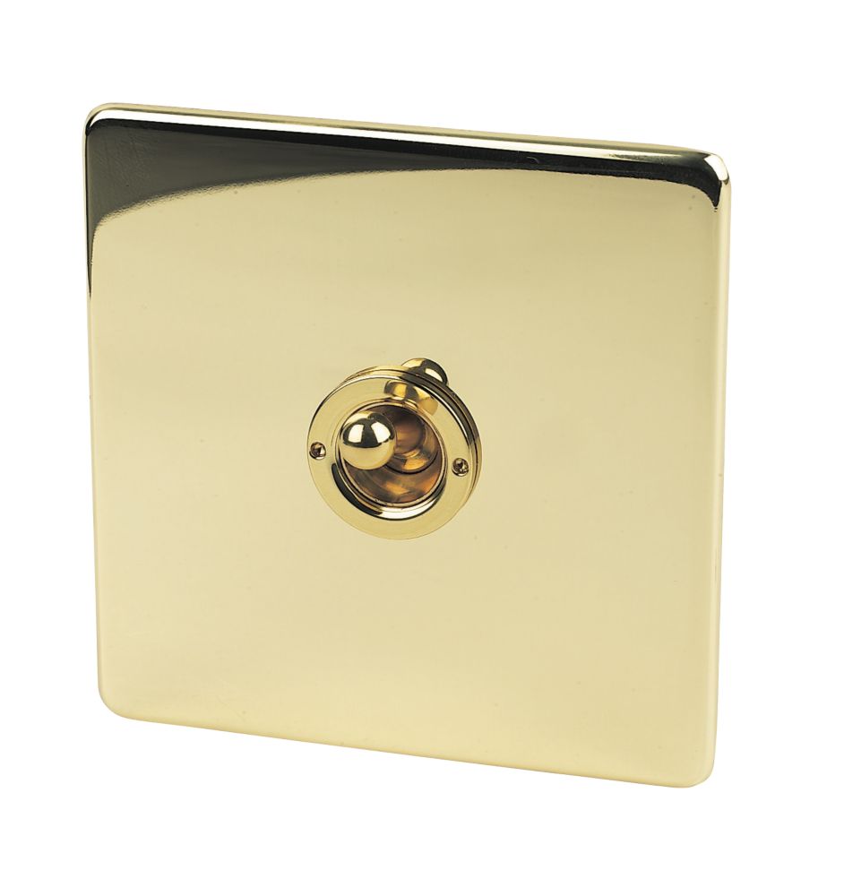 Image of Crabtree Platinum 10AX 1-Gang 2-Way Toggle Switch Polished Brass 