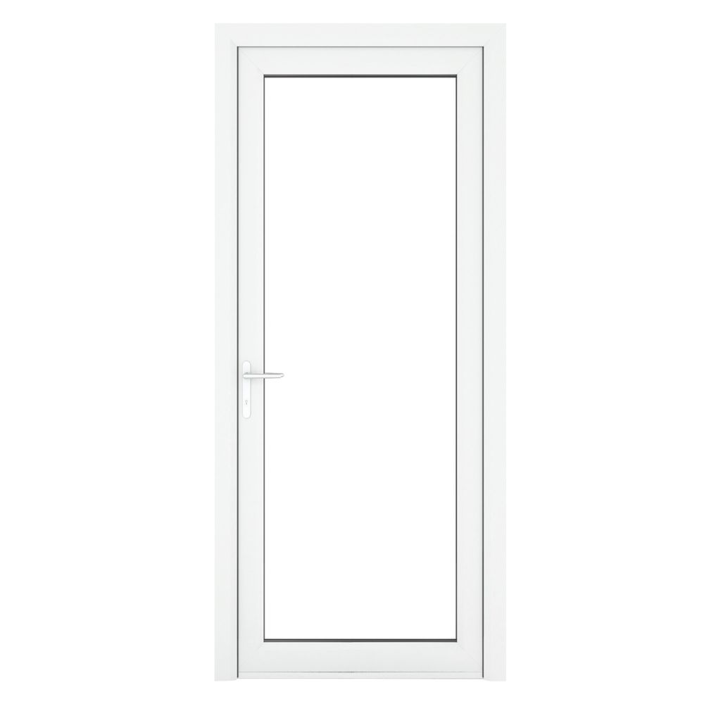Image of Crystal Fully Glazed 1-Clear Light RH White uPVC Back Door 2090mm x 920mm 