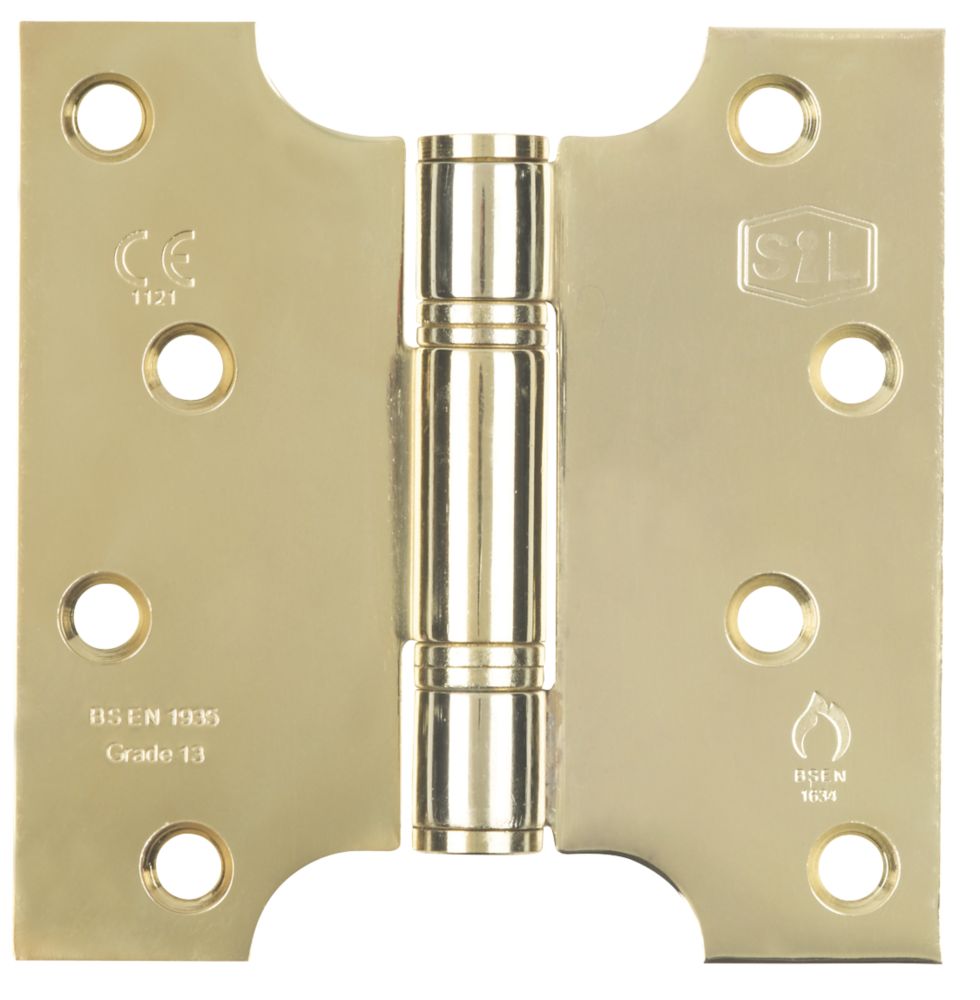 Image of Smith & Locke Electro Brass Grade 13 Fire Rated Parliament Hinges 102mm x 102mm 2 Pack 