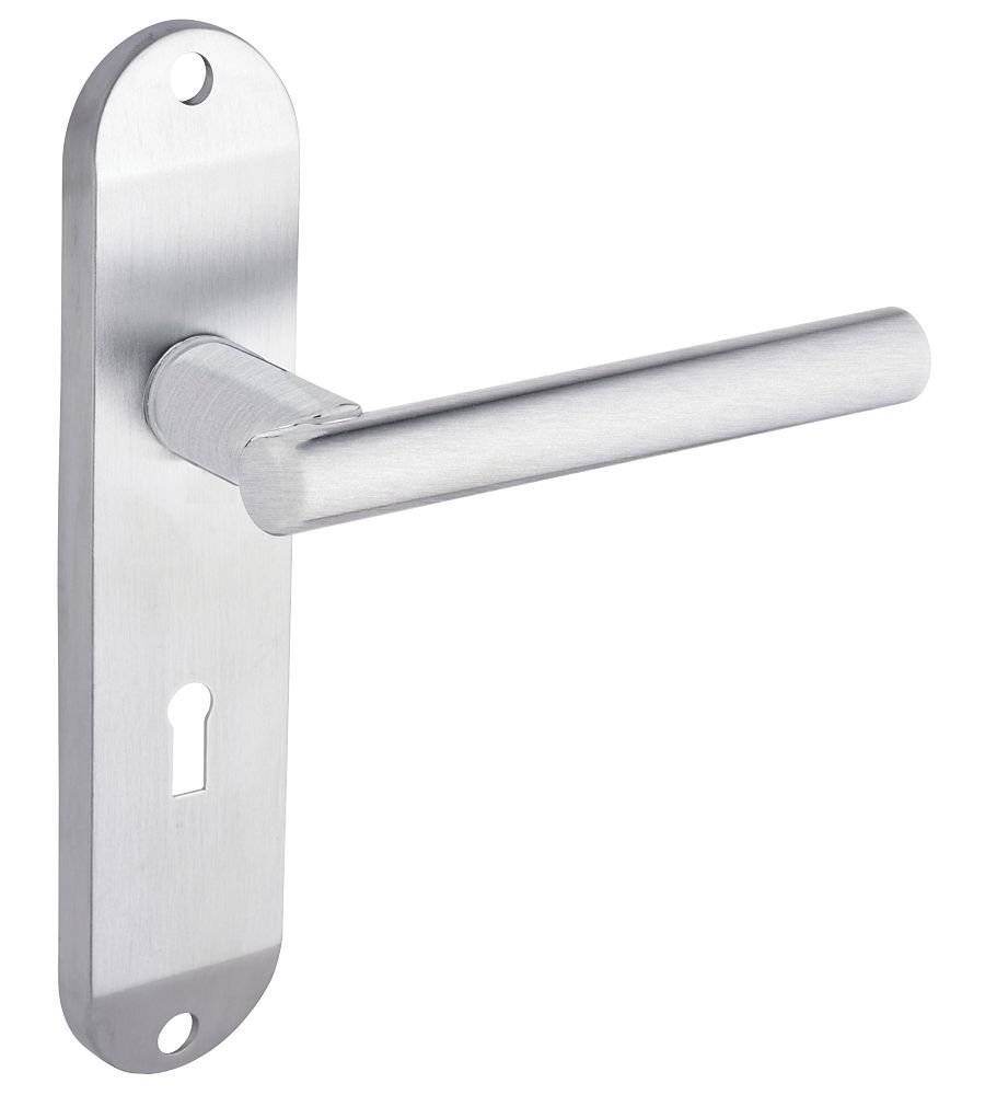 Image of Smith & Locke Asker Fire Rated Lock Lever Door Handles Pair Satin Chrome 