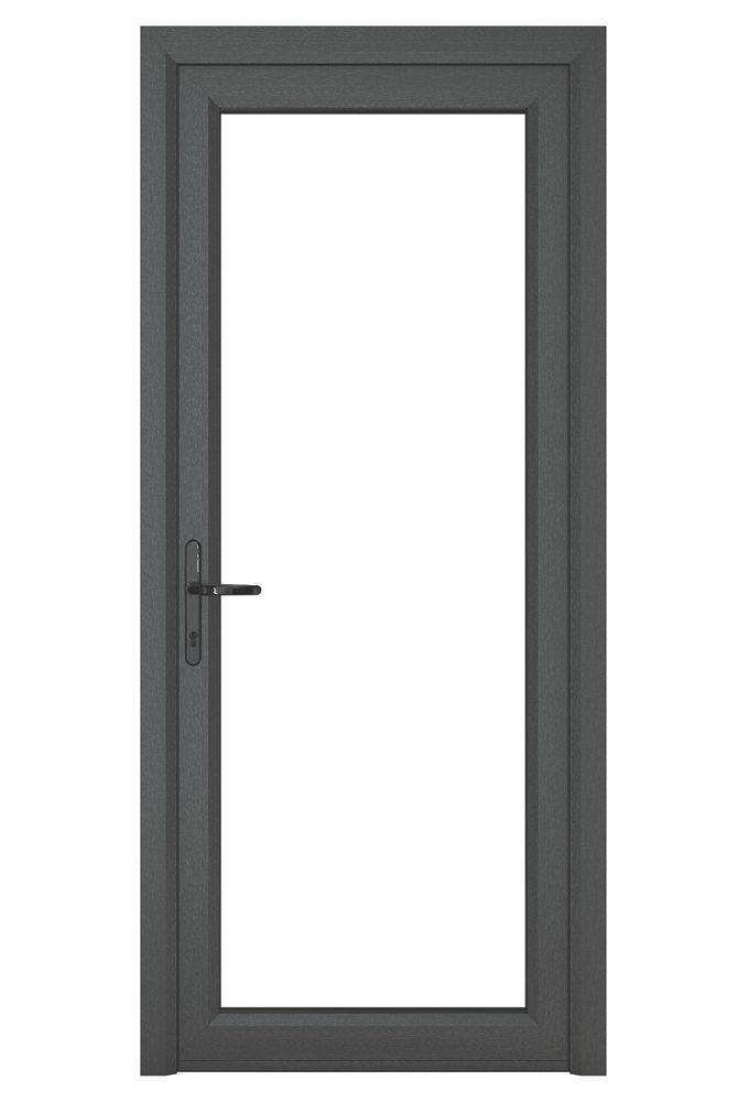 Image of Crystal Fully Glazed 1-Clear Light Right-Hand Opening Anthracite Grey uPVC Back Door 2090mm x 840mm 