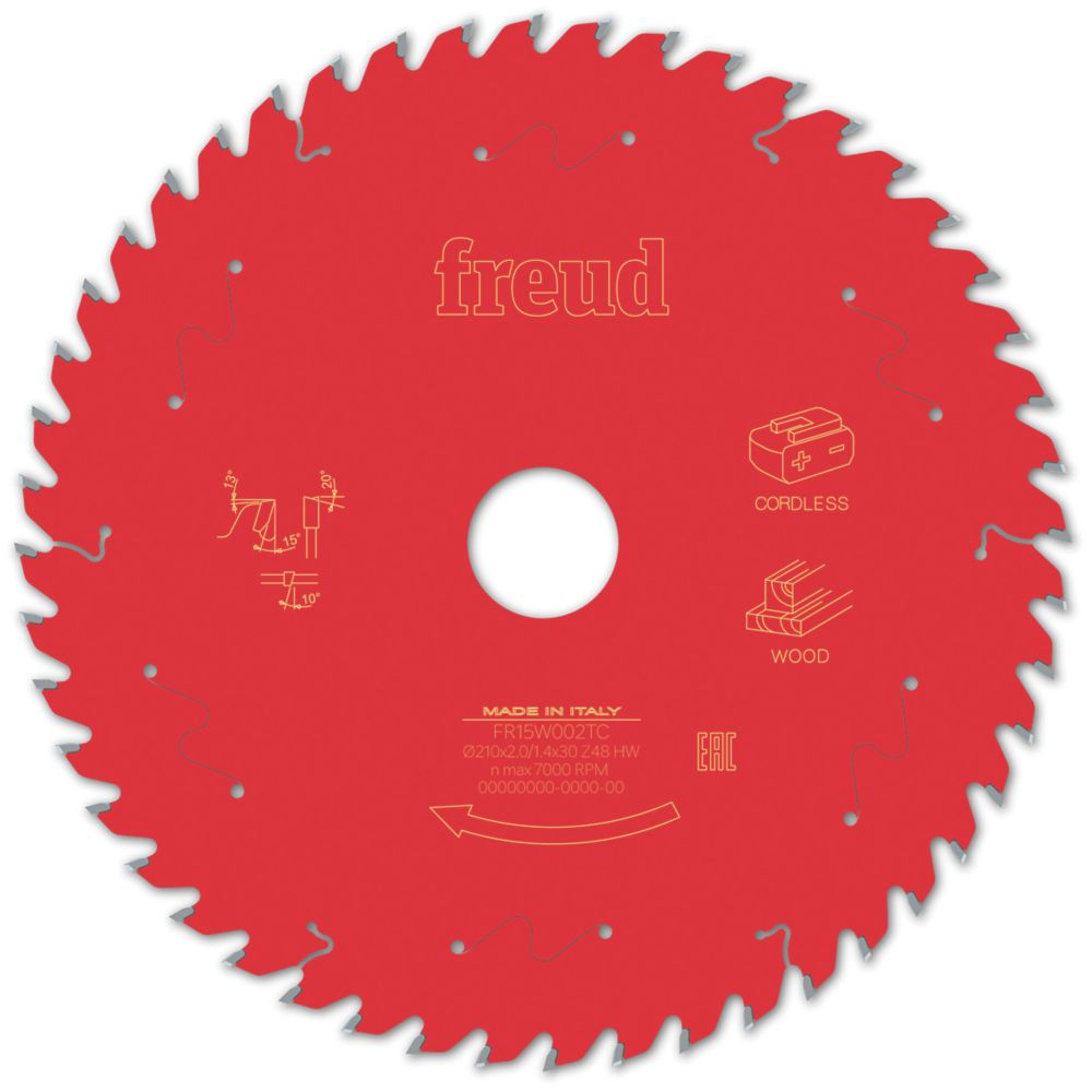 Image of Freud F03FS10069 Wood/Chipboard/MDF Circular Saw Blade 210mm x 30mm 48T 