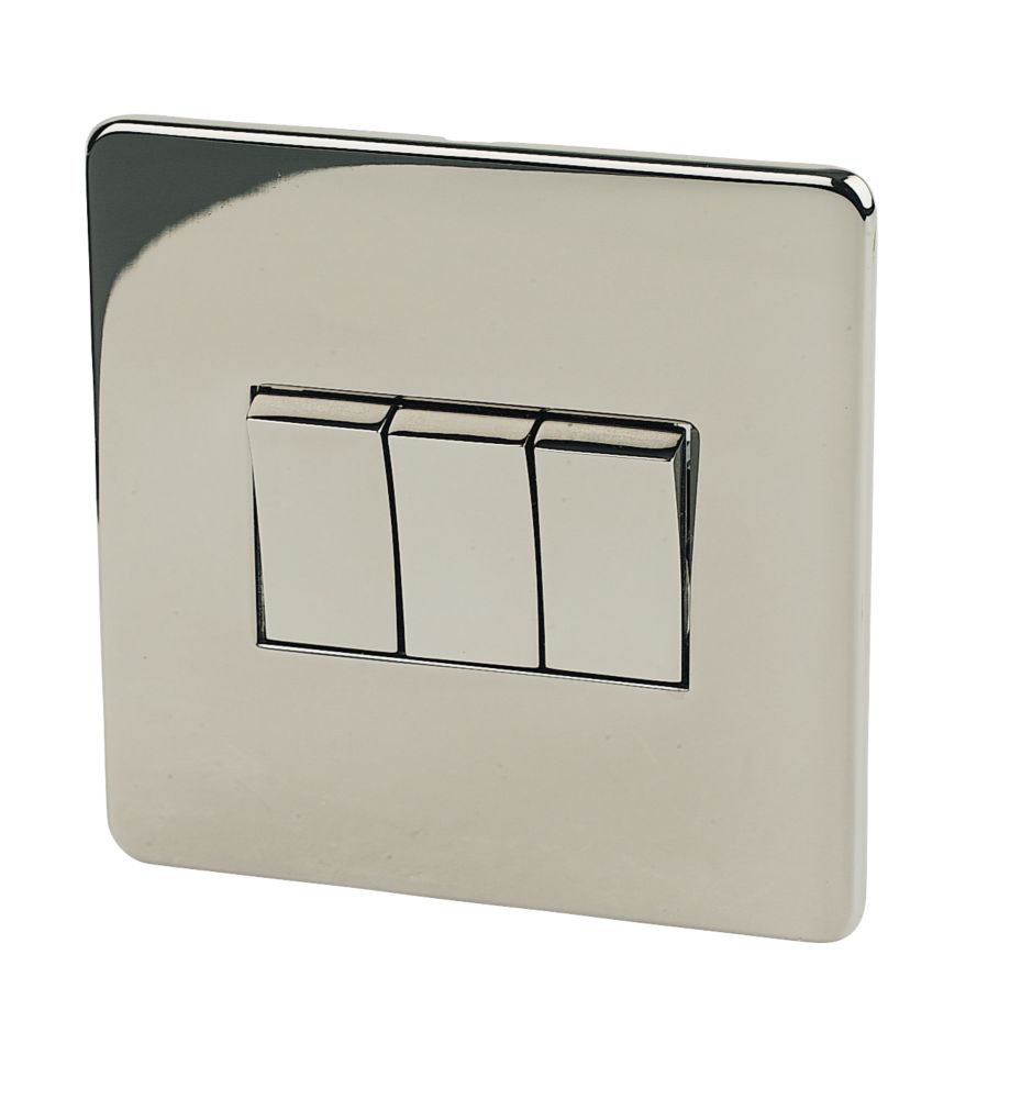 Image of Crabtree Platinum 10AX 3-Gang 2-Way Light Switch Black Nickel 