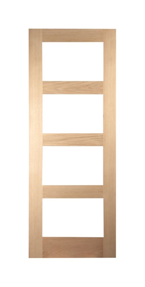 Image of Jeld-Wen 4-Clear Light Unfinished Oak Veneer Wooden Shaker Internal Door 1981mm x 838mm 