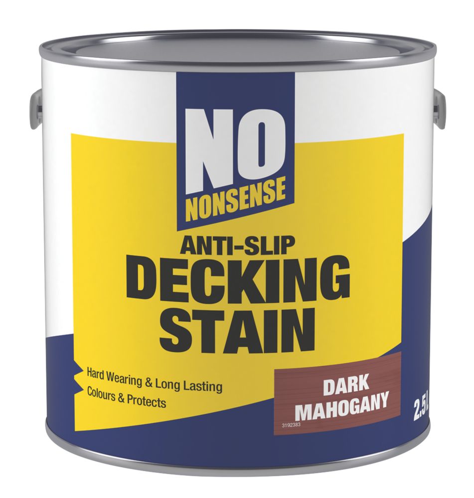 Image of No Nonsense Anti-Slip Quick-Drying Decking Stain Dark Mahogany 2.5Ltr 