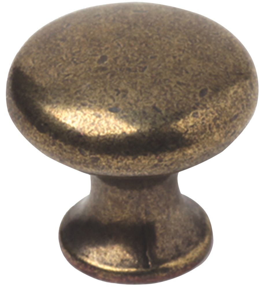 Image of Decorative Round Cabinet Knobs Antique Brass 30mm 2 Pack 