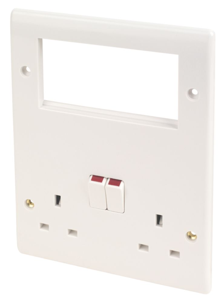 Image of British General 800 Series 13A 2-Gang DP Combination Plate White 