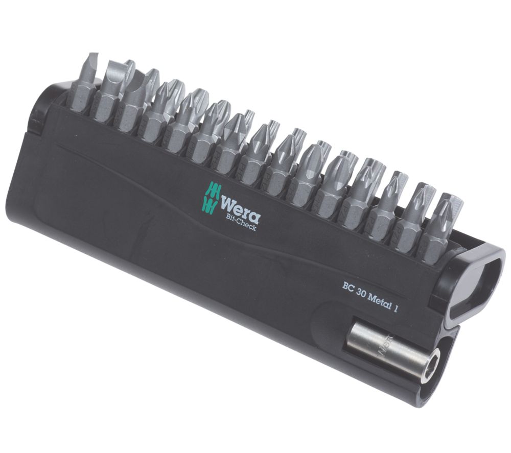 Image of Wera Bit-Check 1/4" Hex Shank Mixed Metal Tough Screwdriver Bit Set 30 Pieces 