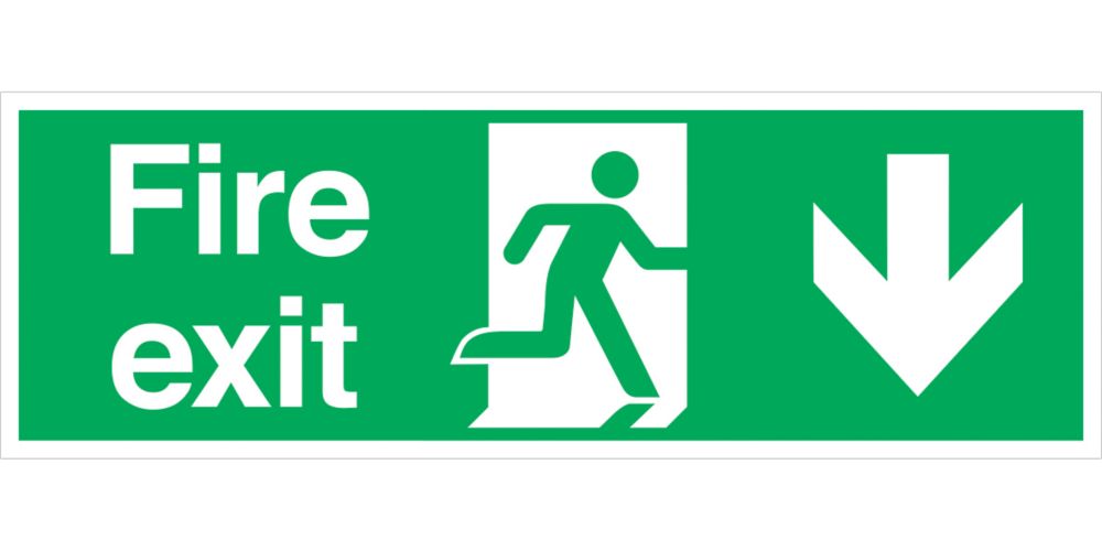Image of Non Photoluminescent "Fire Exit Down" Signs 150mm x 450mm 100 Pack 