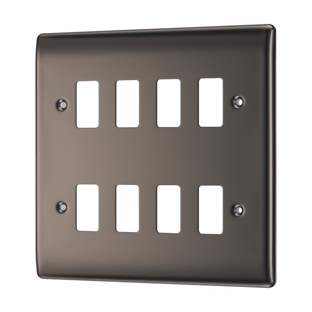 Image of British General Nexus Grid 8-Module Grid Faceplate Black Nickel 