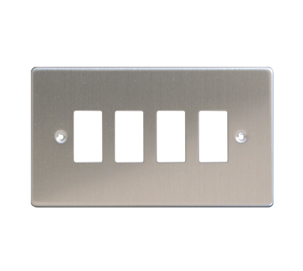 Image of Varilight PowerGrid 4-Module Grid Faceplate Brushed Steel 