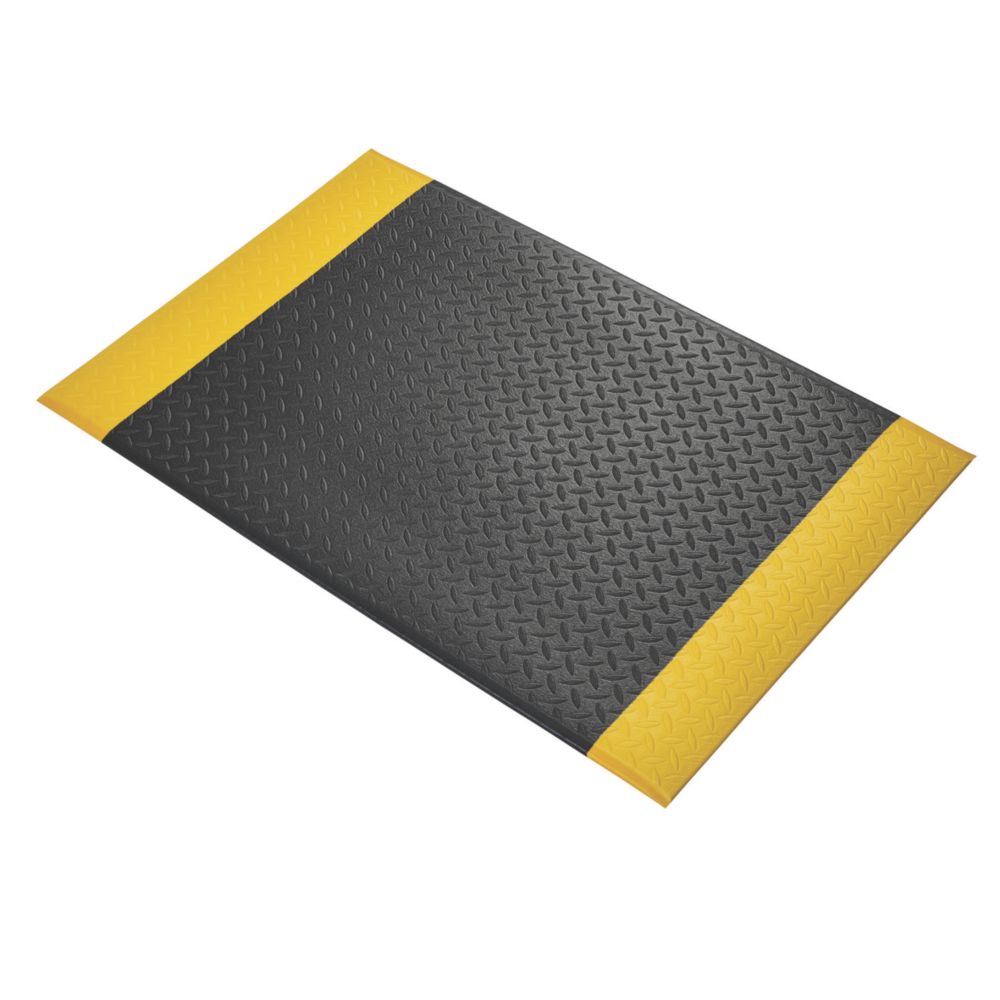 Image of COBA Europe Orthomat Diamond Anti-Fatigue Floor Mat Black / Yellow 0.9m x 0.6m x 9mm 