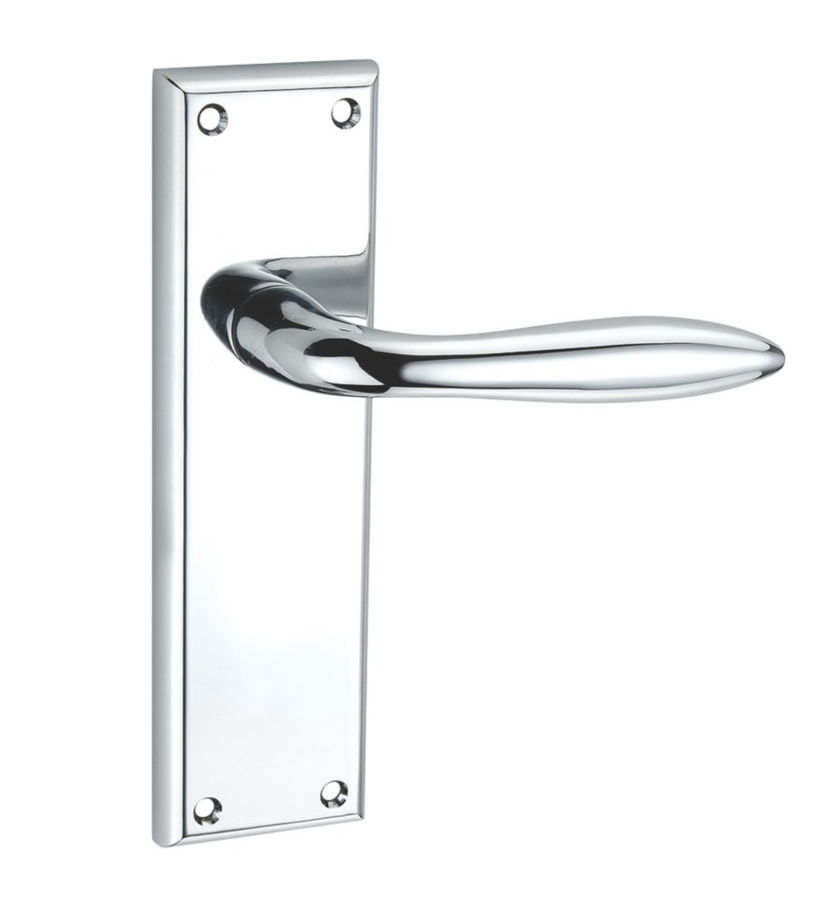 Image of Smith & Locke Blyth Fire Rated Latch Lever Door Handles Pair Polished Chrome 