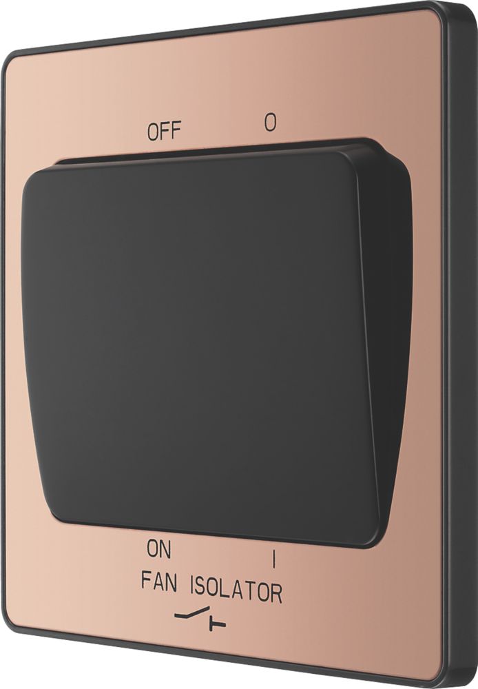 Image of British General Evolve 10A 1-Gang 3-Pole Fan Isolator Switch Copper with Black Inserts 