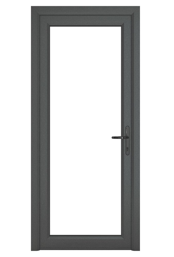 Image of Crystal Fully Glazed 1-Clear Light Left-Hand Opening Anthracite Grey uPVC Back Door 2090mm x 890mm 