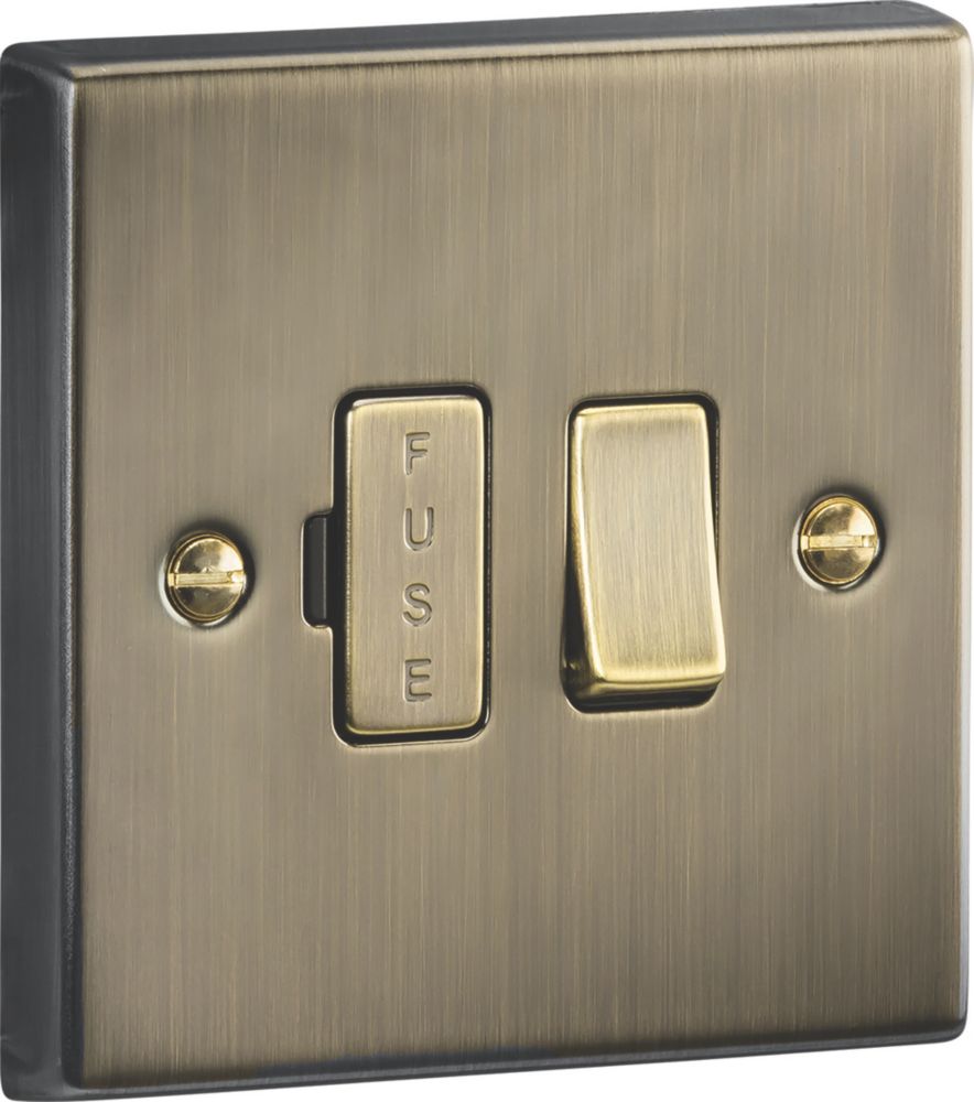 Image of Knightsbridge 13A Switched Fused Spur Antique Brass 