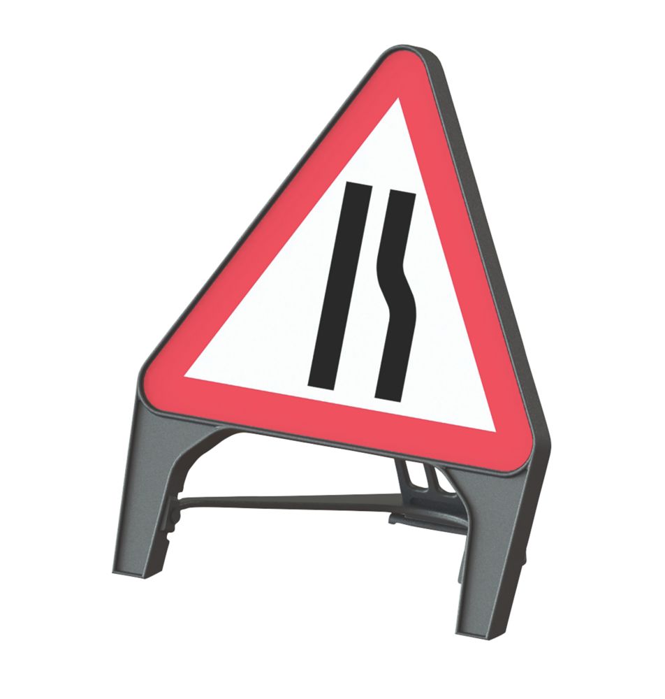 Image of Melba Swintex Q Sign Triangular "Road Narrows Right" Safety Sign 870mm x 1220mm 