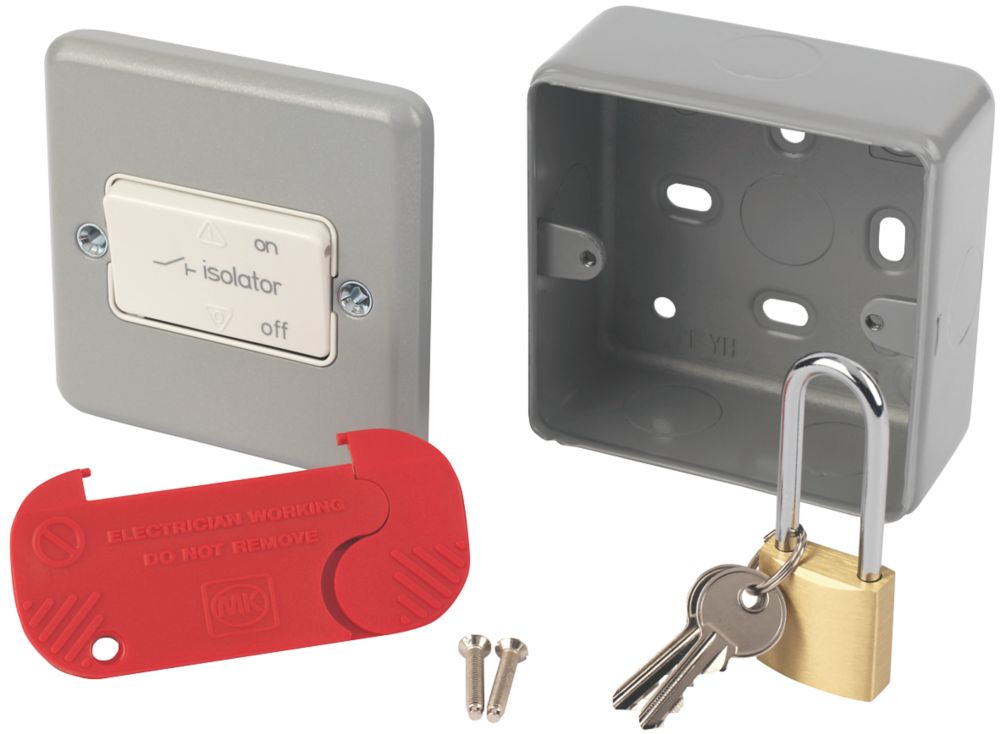 Image of MK Metalclad Plus 10A 1-Gang 3-Pole Metal Clad Fan Isolator Switch with White Inserts 