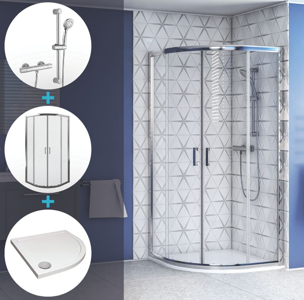 Image of Aqualux Shine 6 Shower Enclosure with Tray & Thermostatic Mixer Shower 800mm x 800mm x 1850mm 