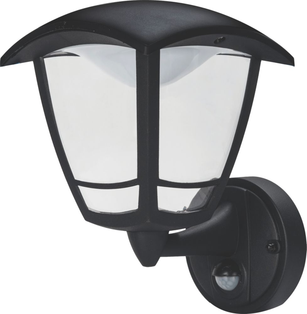 Image of Luceco Outdoor LED Bottom Arm Coach Lantern With PIR Sensor Black 8W 640lm 