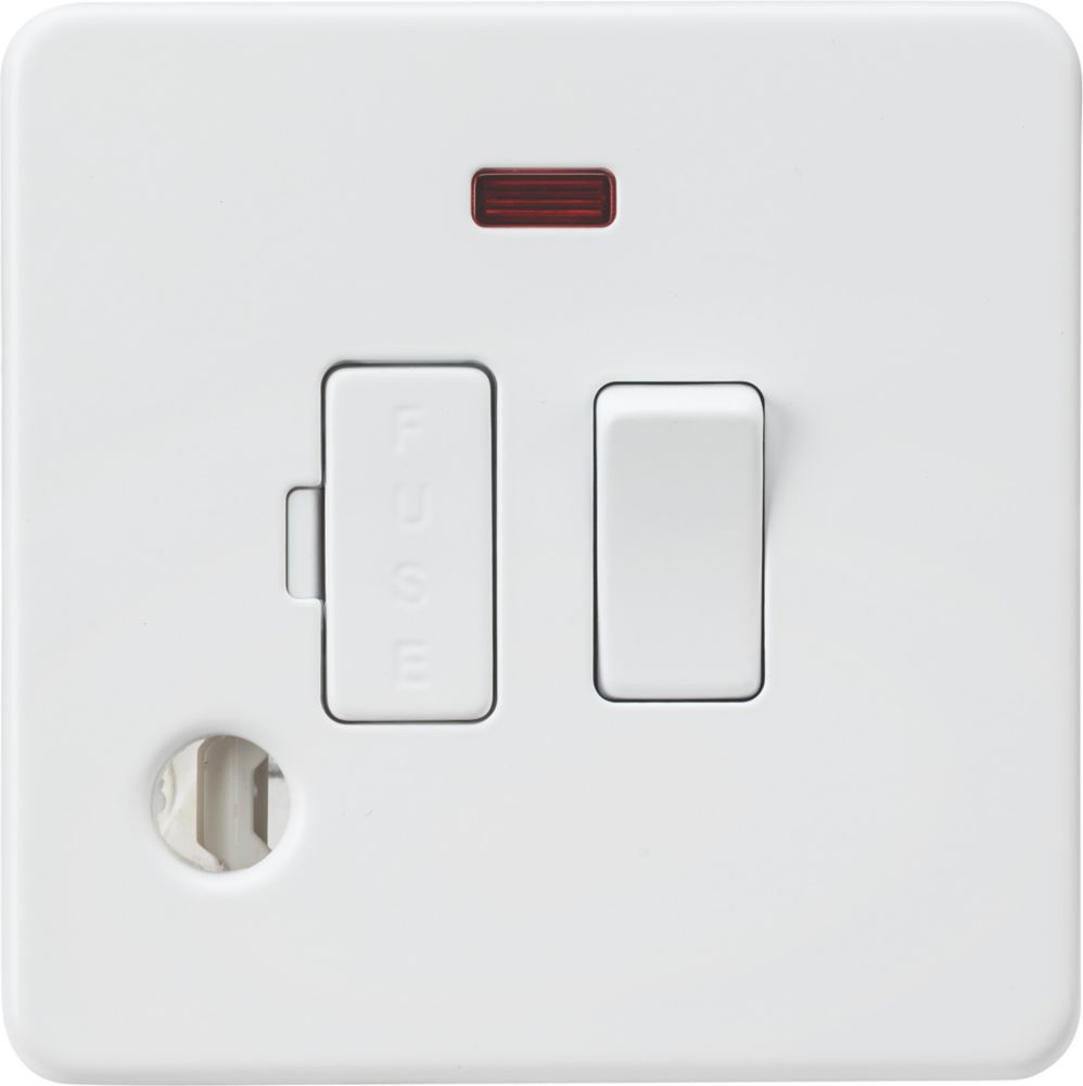 Image of Knightsbridge 13A Switched Fused Spur & Flex Outlet with LED Matt White 